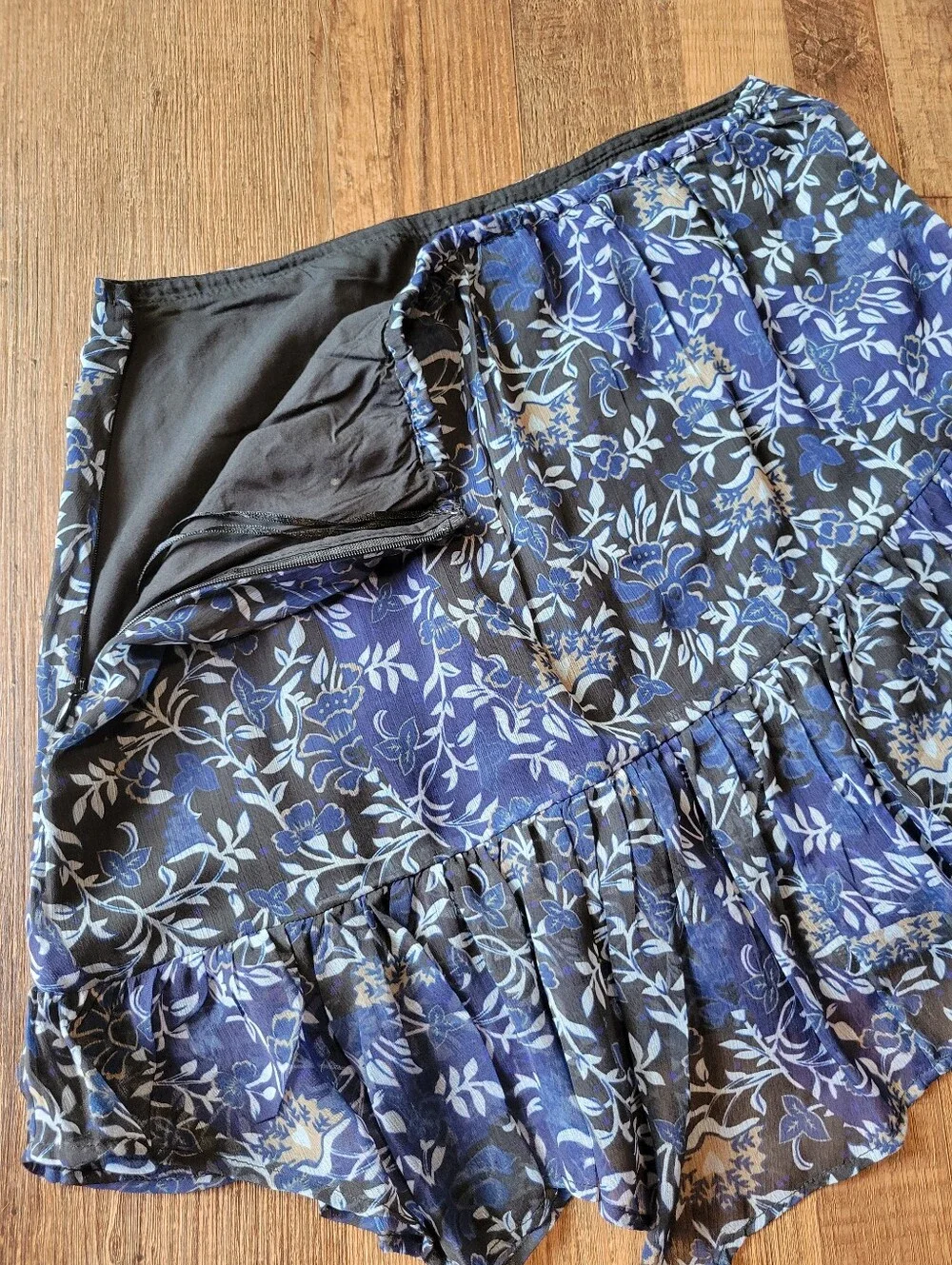 Free People Blue Floral Botanical Asymmetrical Fairycore Mini Skirt